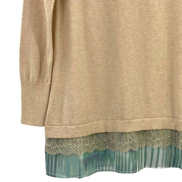LOGO Lori Goldstein Womens SweaterTunic Top SP Cashmere Blend Lace Long Sleeve - Picture 2 of 8